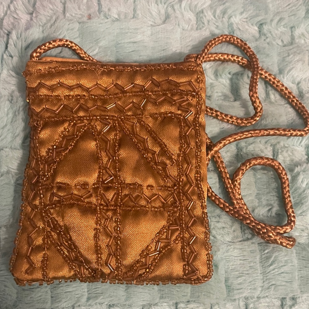 Elegant Retro Green/Gold Beaded Women's Bag